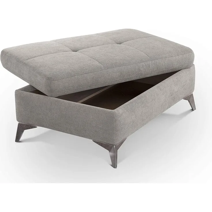 CAVADORE Polsterhocker Lina / Moderner Hocker mit Stauraum und Steppung / 98 x 44 x 68 / Flachgewebe: Beige