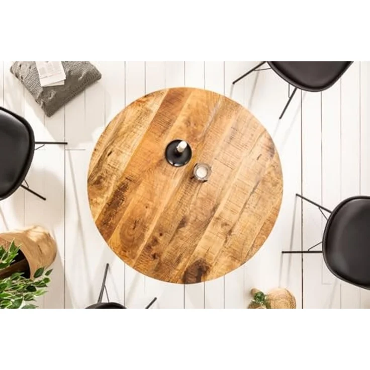 riess-ambiente Esstisch IRON CRAFT 80cm natur, Massivholz · rund · Küchentisch · Mangoholz – Bild 3