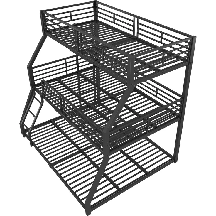Bett 90x200 cm Dreifach-Etagenbett aus Metall mit Leitern – platzsparend, sicher und robust – Bild 9