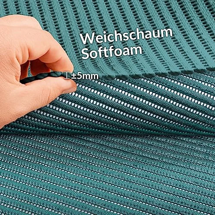 ANRO Badematte Weichschaummatte, rutschfest und pflegeleicht, Uni Türkis, 350x65cm – Bild 3