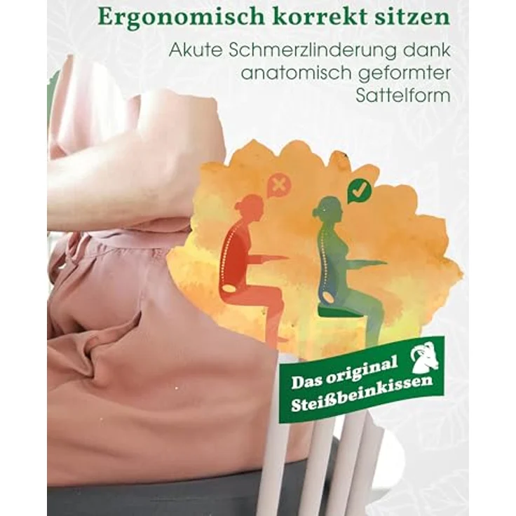 VitaL Kissen® Orthopädisches Steißbeinkissen schwarz 8 cm – Ergonomisches Keilkissen für Stuhl & Auto, schmerzlindern, rutschfest, ideal für Büro & Reisen – Bild 5