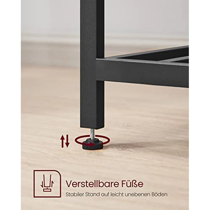 Vasagle Küchenregal mit großer Arbeitsplatte, 3-stufiges Gewürzregal, Stahlrahmen, 60 x 120 x 90 cm, industriell, leichte Montage, Vintagebraun-schwarz – Bild 9