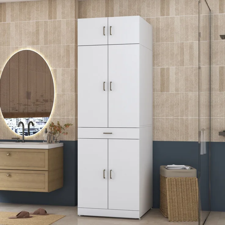 Skye Decor 'KD143 - 8178' Waschmaschinenunterschrank, Weiß, 70 x 217,2 x 70,5 cm