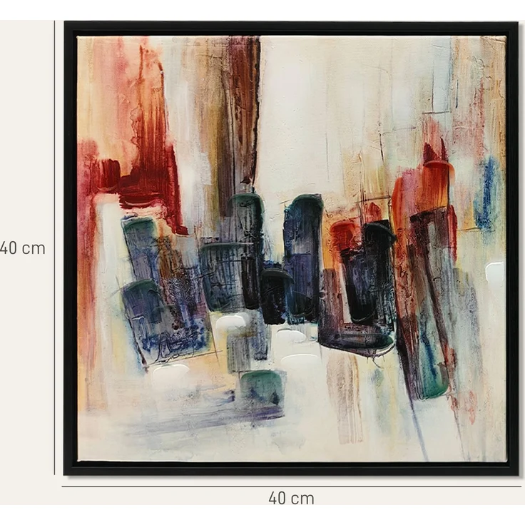 MELAYR, Handgemalte abstrakte Leinwandgemälde, 40 x 40 cm, 2 Stück, gerahmte Wandkunstbilder, 40 x 3,5 x 40 cm, Bunt – Bild 5