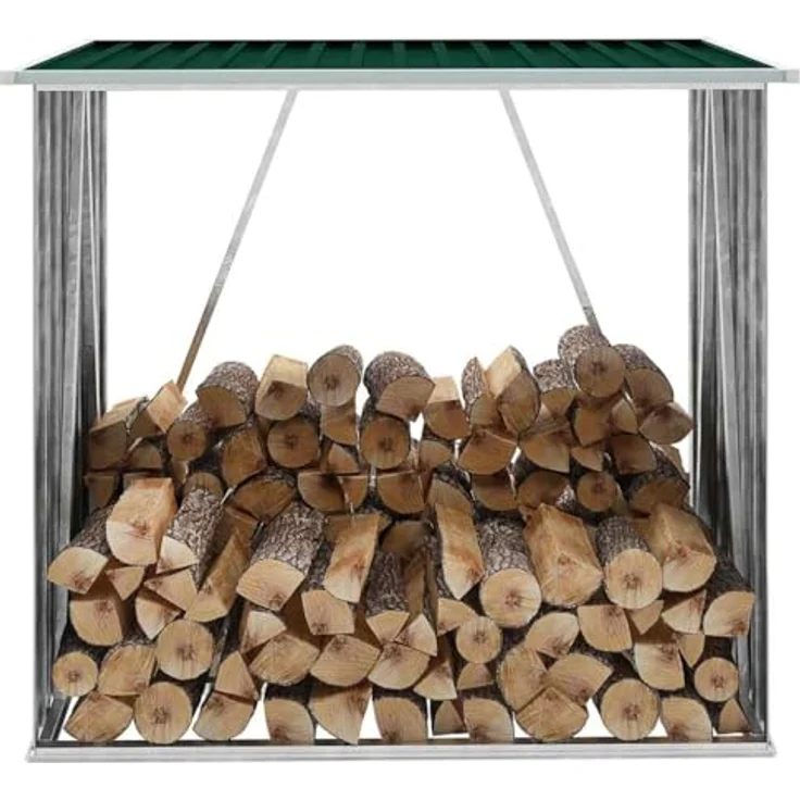 vidaXL Brennholzlager Verzinkter Stahl 163 x 83 x 154 cm Grün 47089 – Bild 2