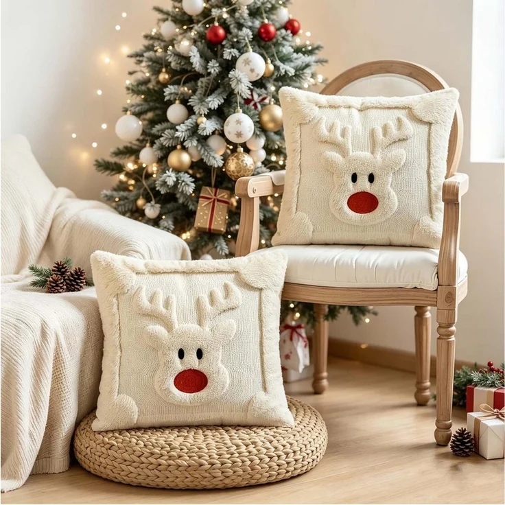 Bomiclss Kissenbezug 2er-Set Weihnachtsdeko Kissenbezug 45x45 cm, (2 Stück) – Bild 2