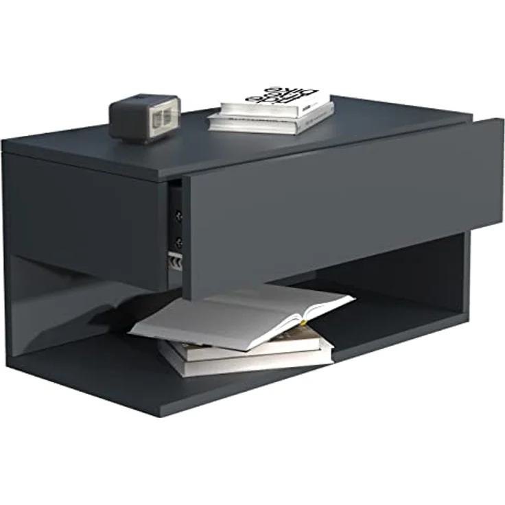 MID.YOU Nachtschrank Anthrazit, Holzwerkstoff mit 1 Schublade, 60x30x32 cm für das Schlafzimmer – Bild 4