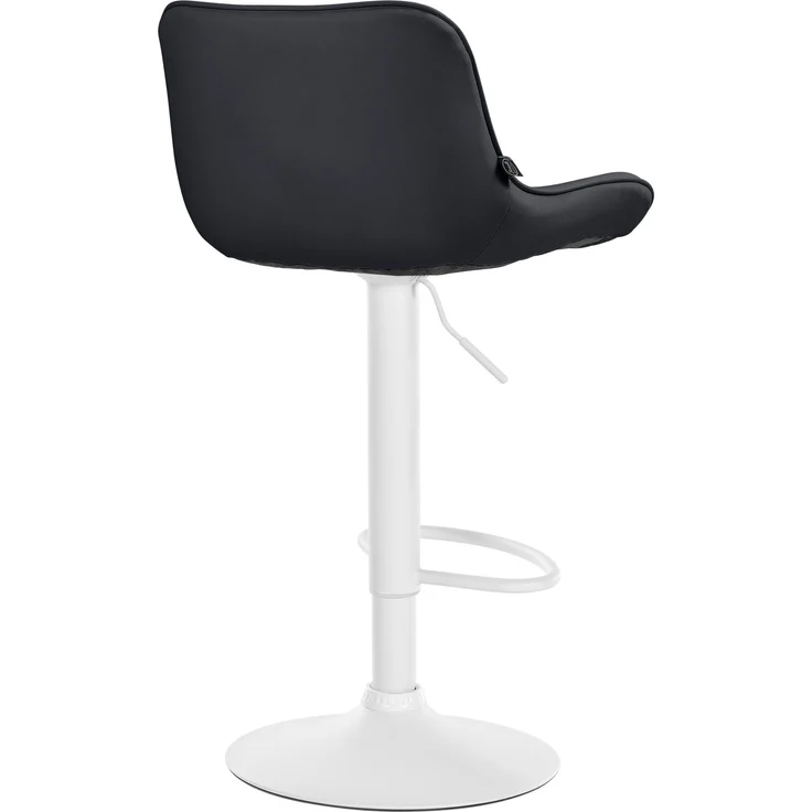 2er Set Barhocker RAGAD - Kunstleder Schwarz 49x51x85 cm Weiß | Barstuhl Höhenverstellbar Mit Lehne Drehbar Tresenhocker Tresenstuhl Kneipenhocker – Bild 4