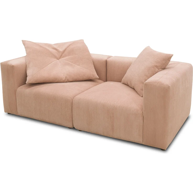 DOMO. collection Sofa 800011, 2 Sitzer, Rechteckig, individuell kombinierbar, Cord 2er Couch, modular, Polstergarnitur, 216 x 108 x 69 (BxTxH), rose – Bild 3