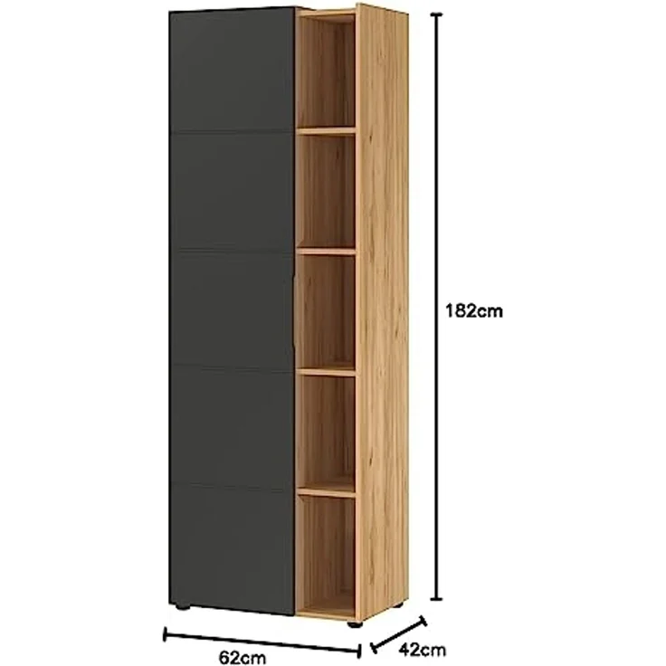 Germania Aktenschrank 1777-560 GW-Olvera, griffloses Design, in Navarra-Eiche-Nb./Graphit, 62 x 182 x 41 cm (BxHxT) – Bild 7