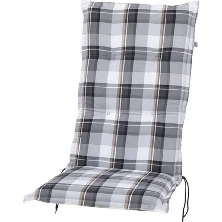 KETTtex Hochlehnerauflage Hochlehner Milano 2401 grau-weiß-braun kariert 120x49x6 cm KETTtex, (1 St) – Bild 1
