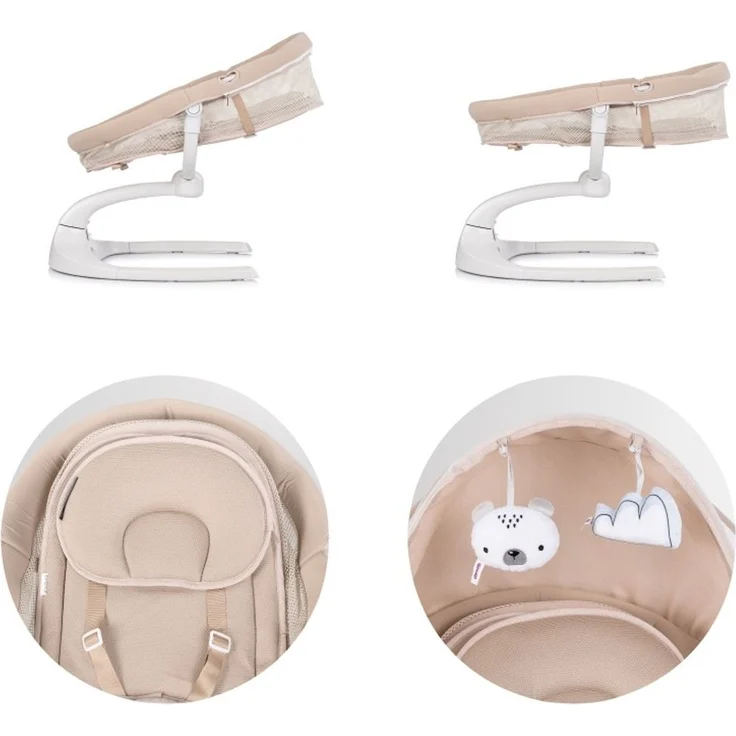 Chipolino Babywippe E-Sway Fernbedienung Musik Bluetooth Plüschtiere Timer Gurt beige – Bild 4