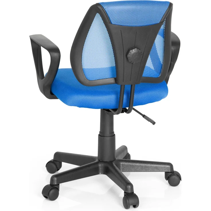 hjh OFFICE 725100 Kinder- und Jugenddrehstuhl KIDDY CD Netzstoff Blau höhenverstellbarer Schreibtischstuhl mit Armlehnen – Bild 7