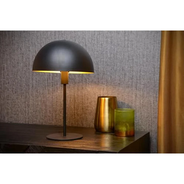 Lucide Siemon Tischleuchte, Nachttischlampe aus schwarzem Stahl, 40 cm hoch, modernes Design – Bild 4