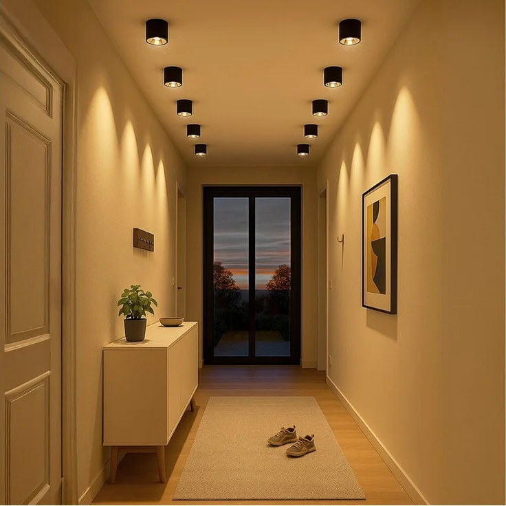 linovum LED Aufbaustrahler MILAGU LED Aufbauspot schwarz gold Aufbaustrahler flach warmweiß, Warmweiß – Bild 3