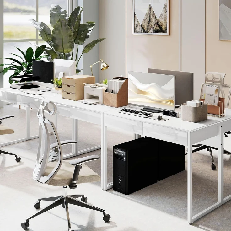 HOMCOM Schreibtisch, Stahl, MDF, Weiß, 100 x 50 x 75 cm – Bild 9
