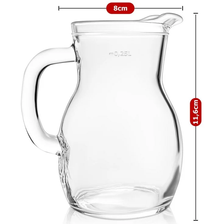 KONZEPT Wasserkrug Glaskrug Transparent Ergonomischer Griff, (3-tlg), Volumen: 1L, 500 ml, 250 ml. Set 1/2/3 Stk. – Bild 4