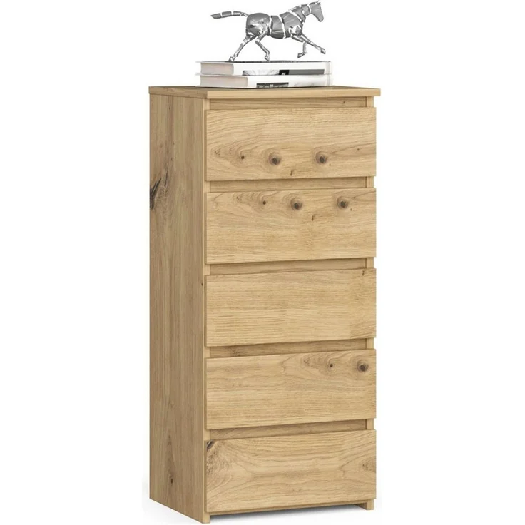 Home Collective Kommode 40 cm breit Holz Highboard Sideboard für Flur Schlafzimmer Wohnzimmer (Mehrzweckschrank Schrank schmal Kommode Schlafzimmer mit Schubladen), Kinderzimmer Organizer, 92 cm hoch mit 5 Schubladen Artisan Eiche – Bild 5