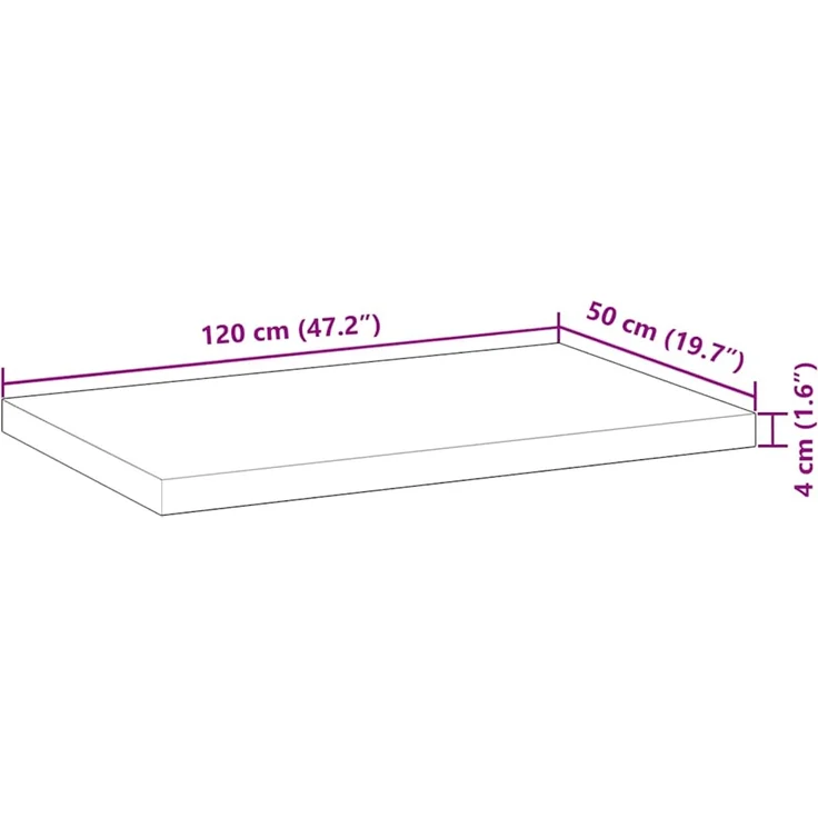 vidaXL Tischplatte Rechteckig 120x50x4 cm Massivholz Akazie 4008787 – Bild 10