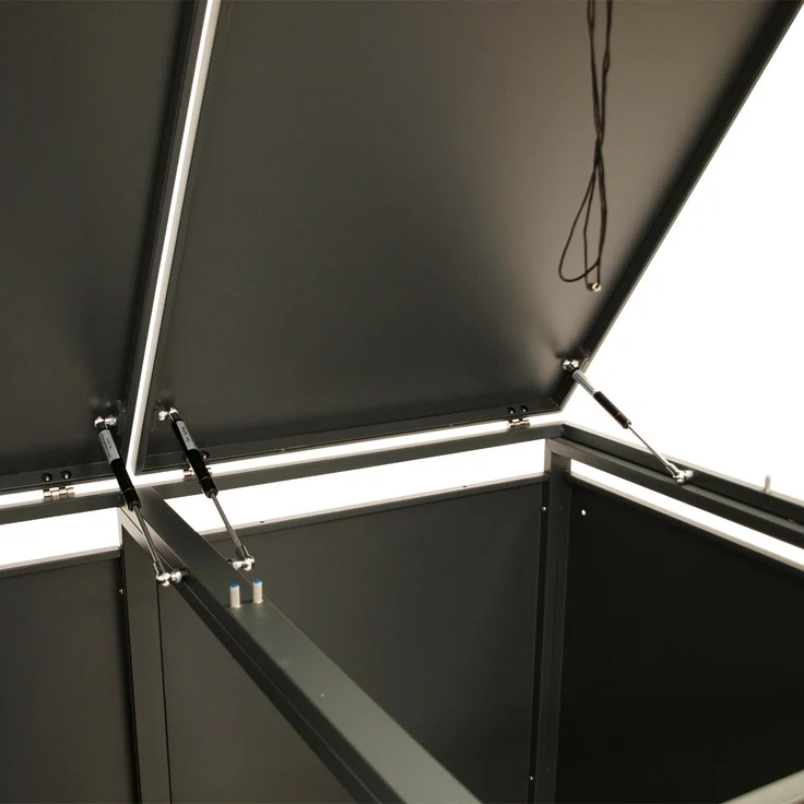 DEGAMO KÖLN Mülltonnenbox 3-er, Stahl verzinkt, anthrazit, 200x80x116cm für 3x Tonnen bis 240 Liter – Bild 6