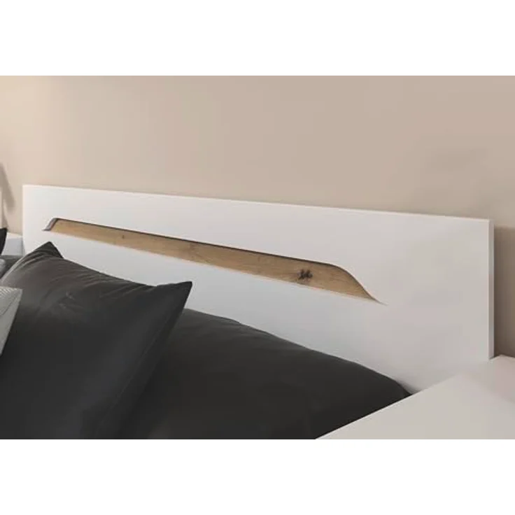 Rauch Möbel Alabama, Bett, Doppelbett für Schlafzimmer, Jugendzimmer, Gästezimmer, Kinderzimmer, Kopfteil mit elegantem Holz-Akzent, Liegefläche 180x200, Farbe Weiß, Maße 185 x 85 x 206 cm – Bild 7