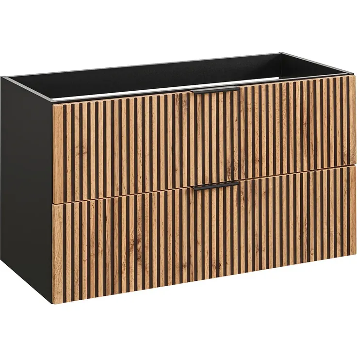 Vente-unique - MADELA Waschbeckenmöbel Holz, Platte SchwarzBeige - B 46 cm x H 57 cm x L 100 cm – Bild 3