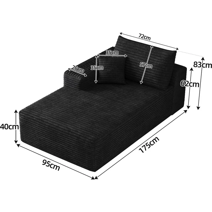 ZUBALIYA SchlafSofa mit Cordbezug, modular aufgebaut, ohne aufwendige Montage, für Wohnzimmer und Apartments – Bild 4