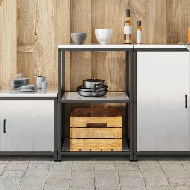vidaXL Küchenregal HATTEM Silber 60 x 50 x 92 cm Stahl 874965 – Bild 4