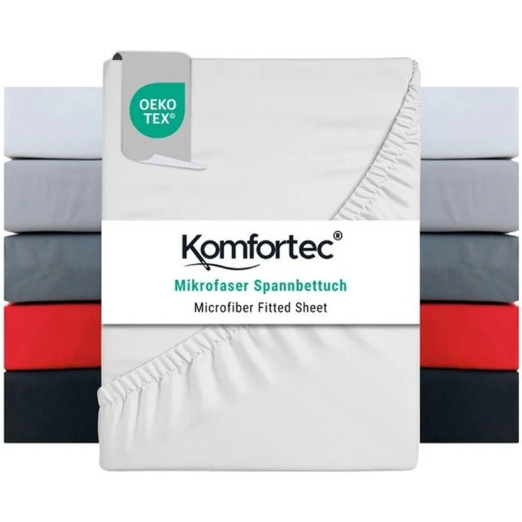 Komfortec Mikrofaser Spannbettlaken 90x200 cm – Weiches Spannbetttuch mit Rundumgummi – Fitted Sheet für Matratzen bis 30 cm – Weiß – Oeko-Tex – Pflegeleicht & Hautfreundlich – 90g/m² – Bild 4