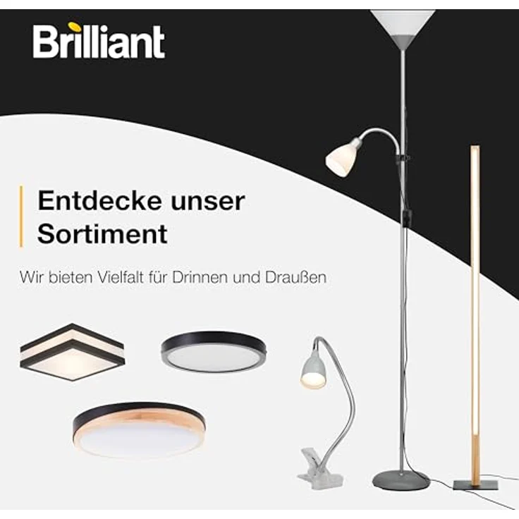 Brilliant Leuchten No. 93008-76 Deckenfluter Spari mit Lesearm schwarz weiß – Bild 9