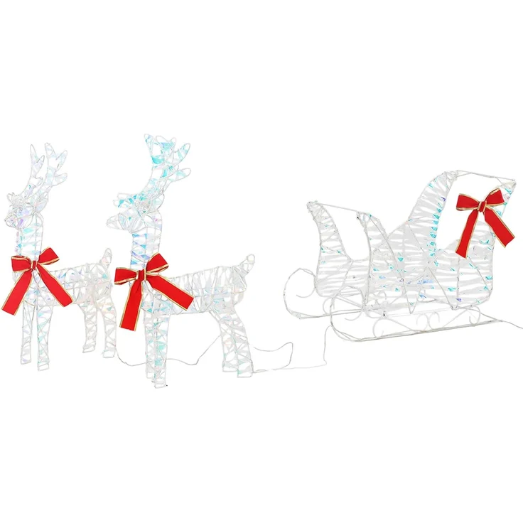 vidaXL 3D-Weihnachtsrentier mit Schlitten LOVIISA 3 stk. Warmes Weiß 42018970 – Bild 4