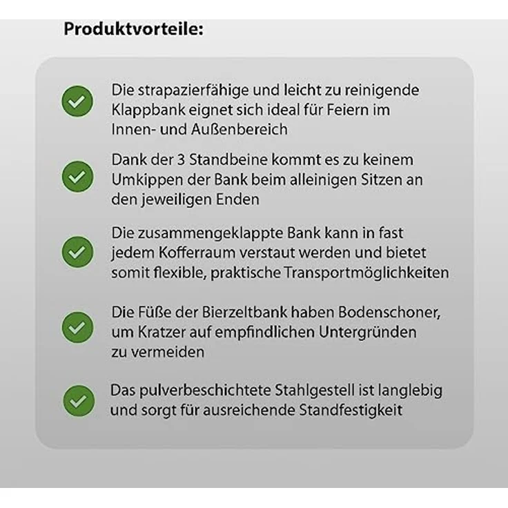 Bierzeltbank für 4 Personen Kunstoff weiß 180 cm klappbar Klappbank Partybank Bierbank – Bild 6