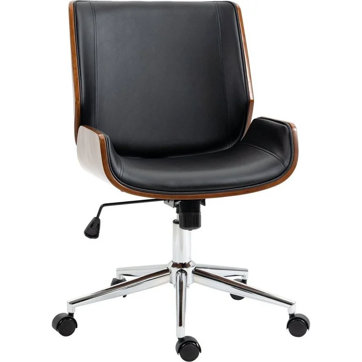 Vinsetto Schreibtischstuhl Bürostuhl ergonomischer höhenverstellbarer Computerstuhl (Drehstuhl, 1 St), Kunstleder, Schwarz 53 x 60 x 86-96 cm – Bild 2