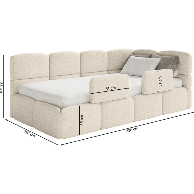 Selsey 'Cloudy' Jugendbett links, Bouclé Braun, 90x200 cm – Bild 5