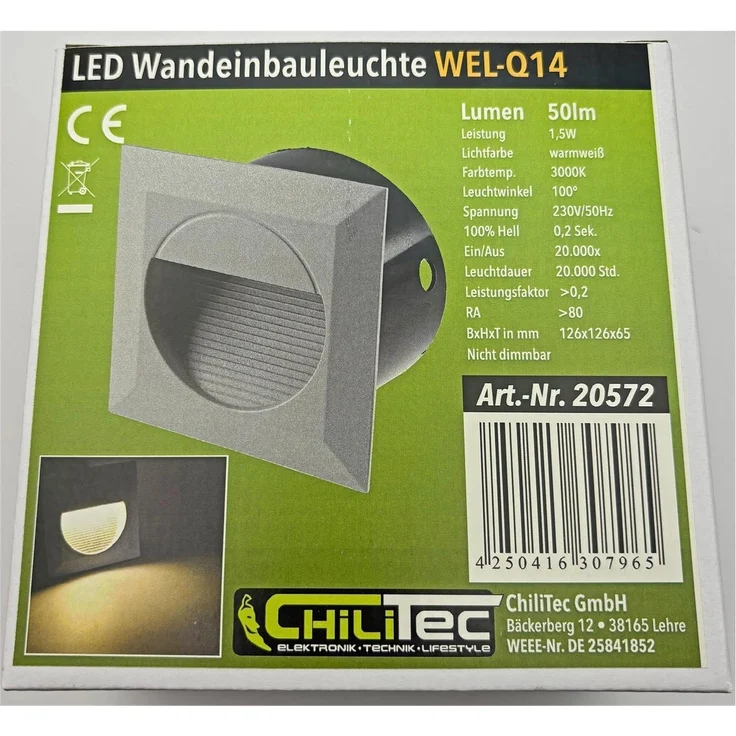 LED Wandeinbauleuchte "WEL Q14"IP65, 14 LEDs, Aluminium, warmweiß – Bild 9
