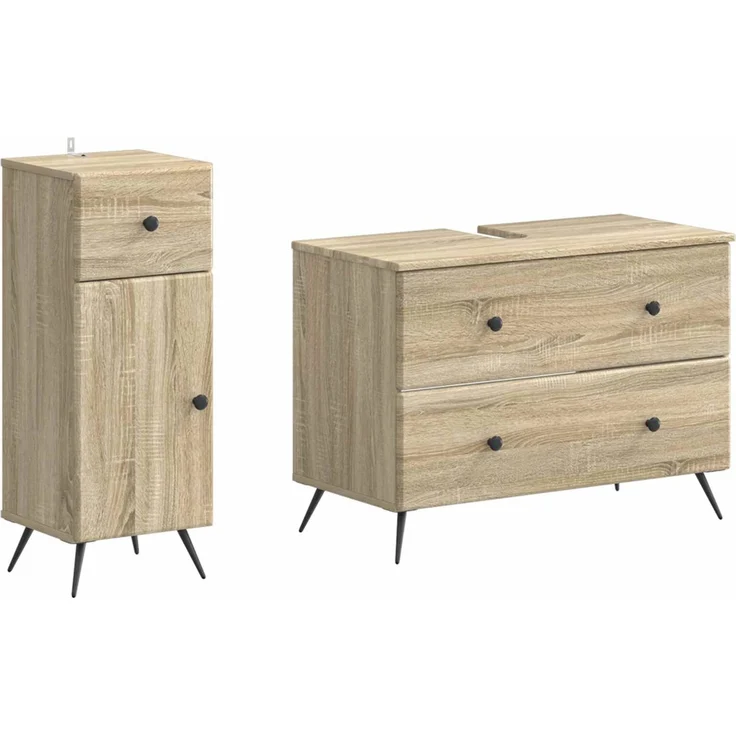 vidaXL 2-teiliges Badezimmer Schrank Set BREDA Sonoma-Eiche 3417722 – Bild 2