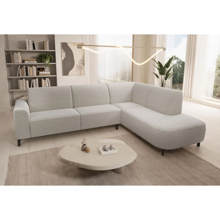 Selsey 'Lununa' Ecksofa mit Armlehne, Bouclé, Ottomane rechts, Creme – Bild 4