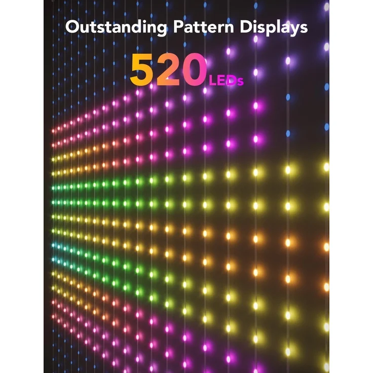 Govee Curtain Lights, 520 RGBIC LEDs Lichterkette, DIY Lichtmuster, Smart LED Vorhang 86+ Modi, IP65 Wasserfest, kompatibel mit Alexa für Zimmer, Party Deko (1,5×2m) – Bild 2