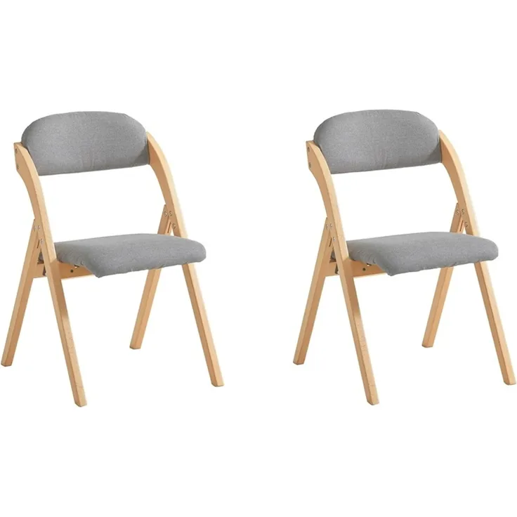 SoBuy FST92-NX2 2 Klappstühle, Massivholz, Lackiert, Hellgrau, 47 x 77 x 52 cm