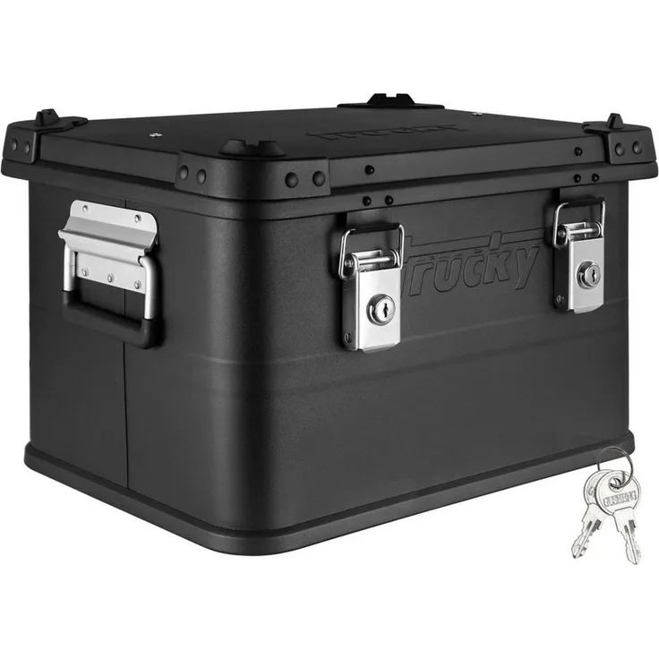 Trucky Allzweckkiste Auswahl 30-140 L Aluminium Box mit Deckel Kiste Transportbox Schwarz