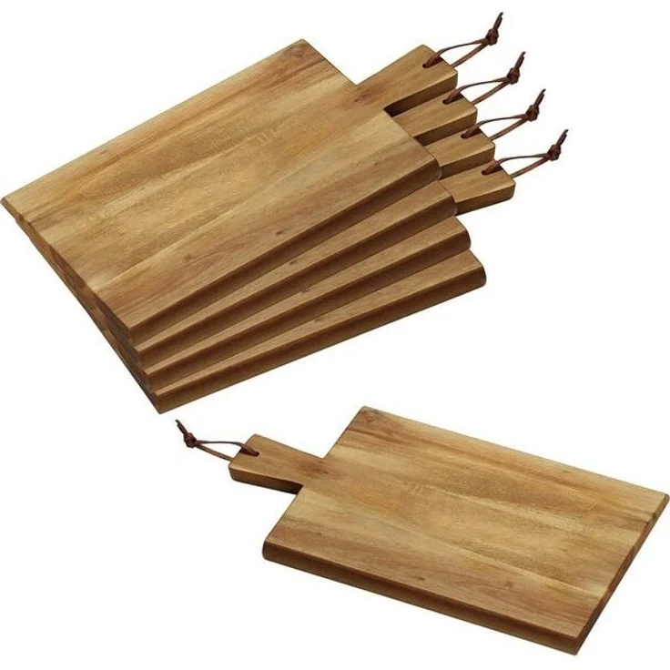 5 Stück Servierbrett mit Tragegriff - Akazienholz - 35 x 18cm – Bild 2