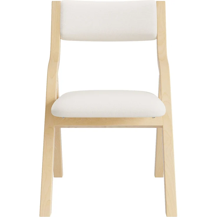4 klappbare Esszimmerstühle, Esszimmerstühle aus Massivholz, bequem und atmungsaktiv, faltbar und verstaubar, geeignet für Esszimmer, Wohnzimmer, Café, moderner Stil, Leinen, Beige – Bild 12