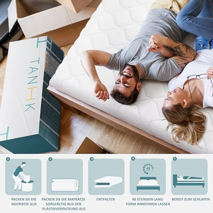 160x190 DoppelMatratze Waterfoam 100% Made in Italy | Ergonomische und orthopädische Unterstützung | Hohe Atmungsaktivität, AirFoam System | Abnehmbar | Hypoallergen, antibakteriell und anti-milben – Bild 6
