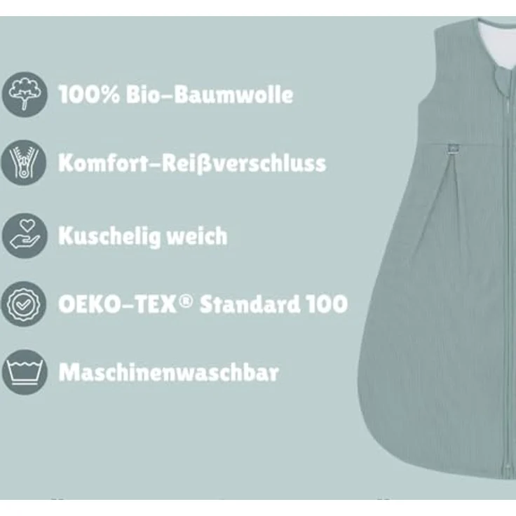 emma & noah Babyschlafsack Schlafsack 1.0 TOG, Rund, Strampelsack, Schlafsack für Neugeborene – Bild 4