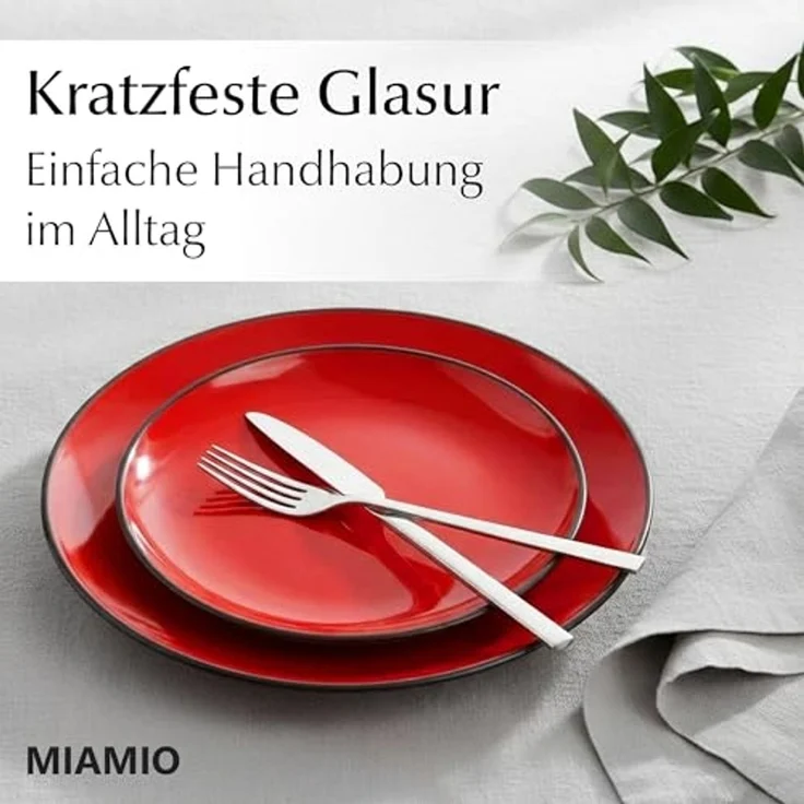 MiaMio Teller Le Papillon Teller Set 6 Personen Modern (Rot, 20.5 cm), (6 St) – Bild 3