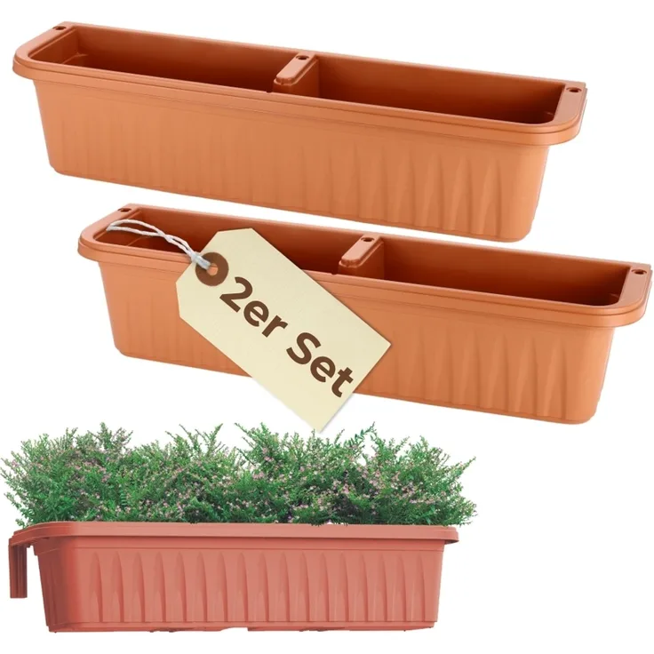 GarPet Balkonkasten 2er Set Blumenkasten Balkon 80 cm Balkonkasten mit Halterung