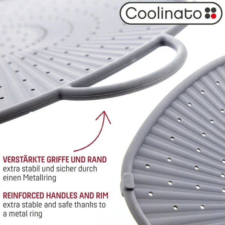 Coolinato Spritzschutzdeckel Coolinato Silikon Universal Spritzschutz 3in1 GRAU, (1-tlg) – Bild 2