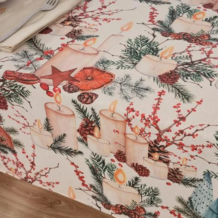BELUM | Weihnachtstischdecke | Anti-Fleck-Tischdecke | Rechteckig Harz | Tischdecke (laminiert) | Tischdecke | Tischdecke | Heimtisch (140x140 cm) – Bild 6