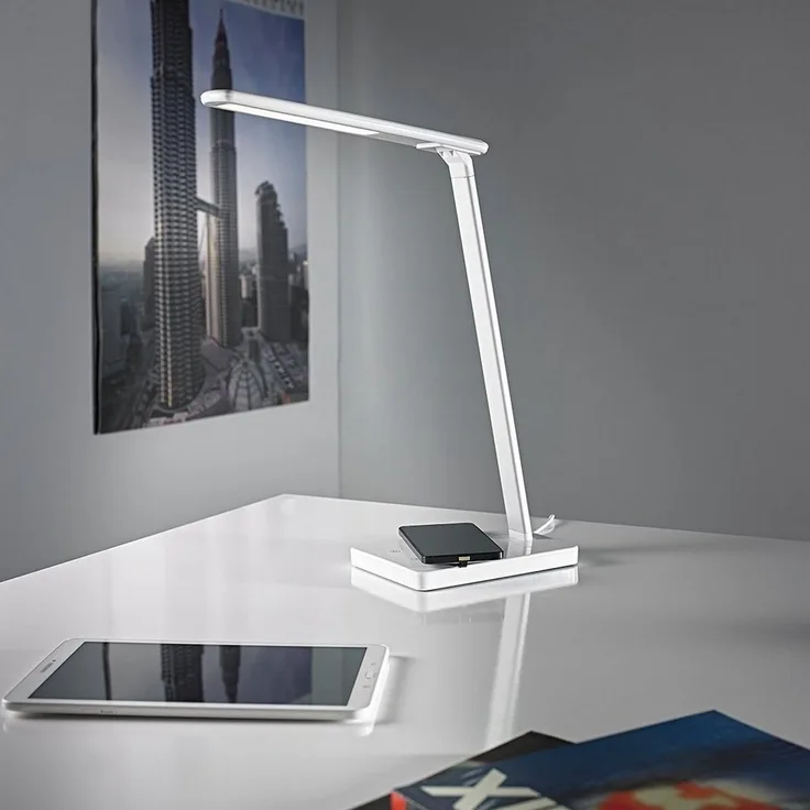 MeLiTec Tischleuchte LED QI Schreibtischlampe T95-1, LED fest integriert, warmweiß, neutralweiß, kaltweiß, mit QI Ladefläche zum induktionsbasierten Laden von Smartphones