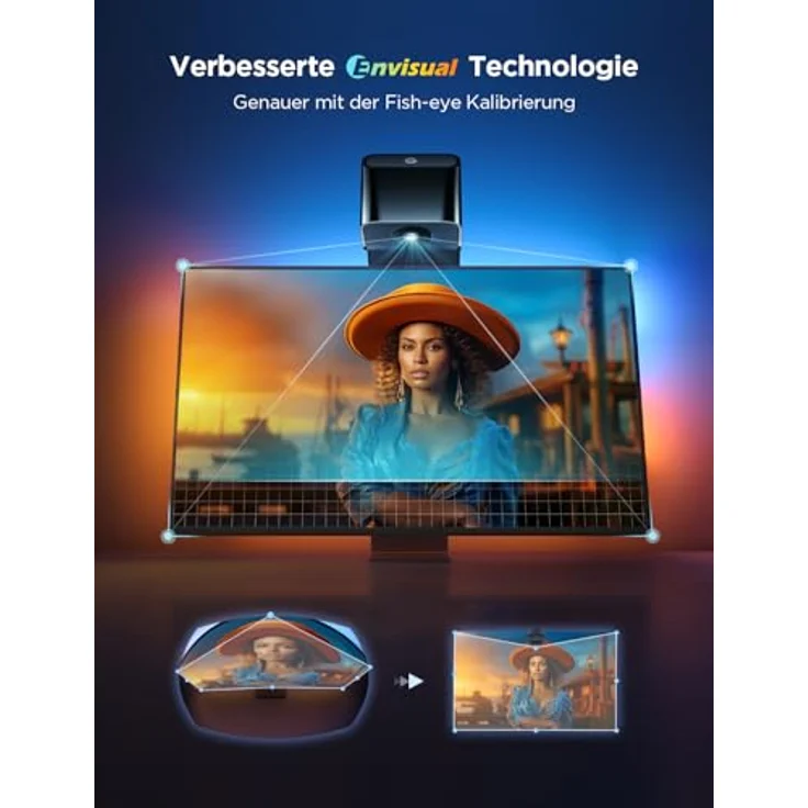 Govee TV Hintergrundbeleuchtung 3 Lite, 5M RGBICW LED Strip mit Fish-Eye Korrektur, Sync für 75-85 Zoll TVs, Sprach- & APP-Steuerung – Bild 2